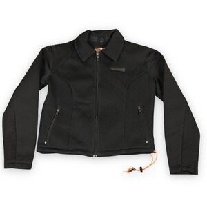 Harley Davidson Jacket Womens Small Black Out Mesh Biker‎ Full Zip Bomber Jacket
